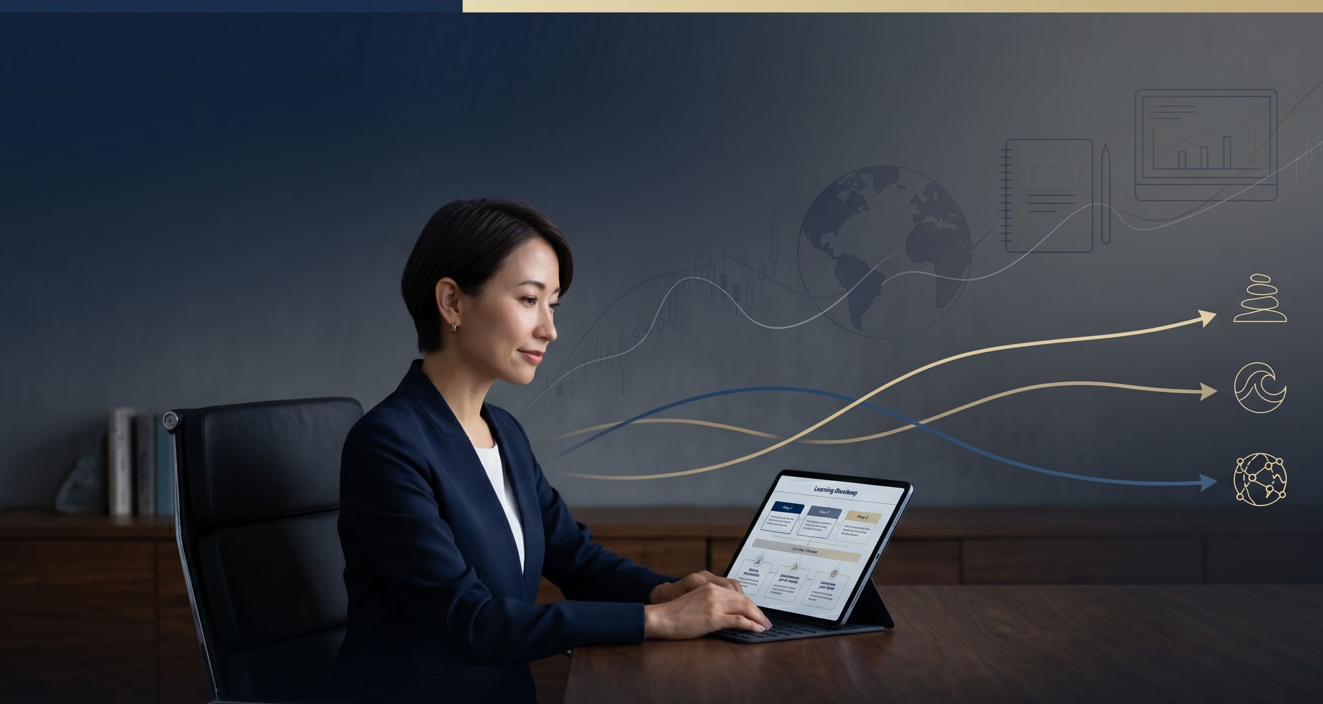 投資の学習ロードマップを確認する学習者のイメージ