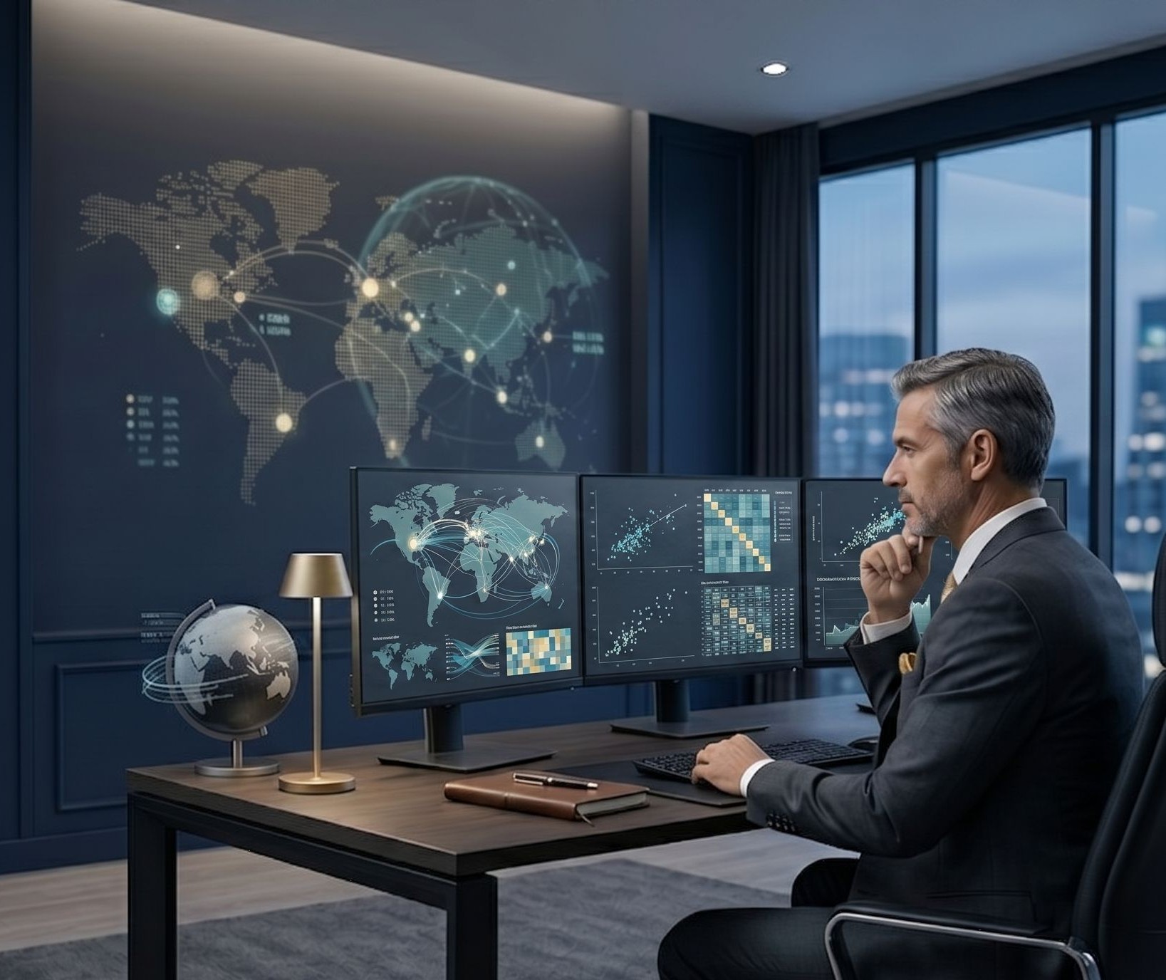 世界情勢を分析する投資戦略家のイメージ