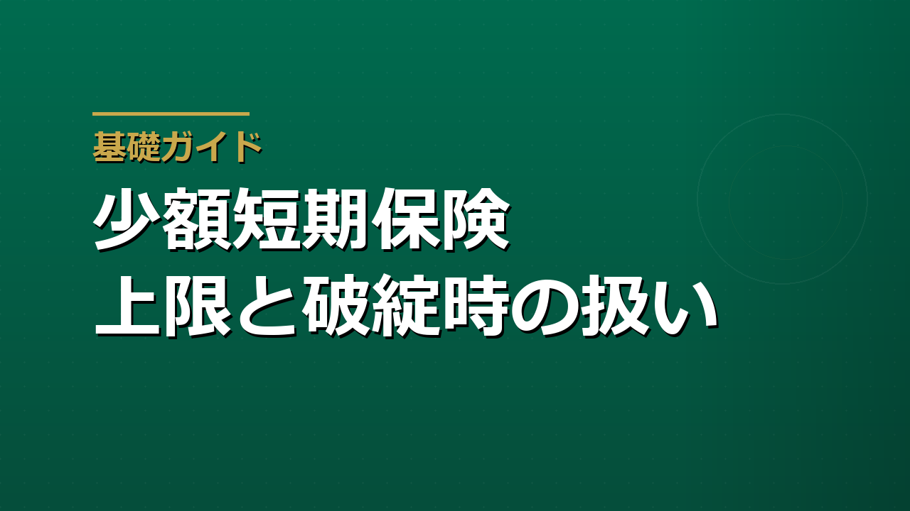 少額短期保険（ミニ保険）とは｜保険金の上限と破綻時・控除の扱い